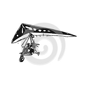 sketch of a hang gliding image for an element of activity symbols and advertising pamphlets
