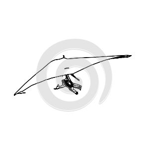 sketch of a hang gliding image for an element of activity symbols and advertising pamphlets