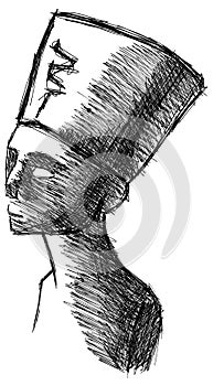 Sketch of the head of Nefertiti isolated