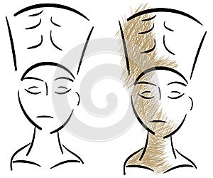 Sketch of the head of Nefertiti isolated