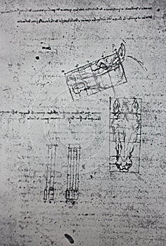 Sketch of horses. Manuscripts of Leonardo da Vinci. Code A Folio 62 recto in the vintage book Leonardo da Vinci by A.L. Volynskiy