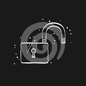 Sketch icon in black - Padlock unlocked