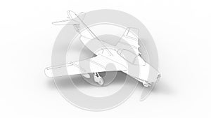 Sketch illustration of a historic fighter airplane in white studio background