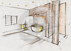 Sketch illustration for interior design