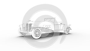 sketch illustration of a vintage roadster car isolated in white background