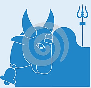 Sketch of Indian famous and powerful god Lord Shiva and his symbols outline, silhouette editable illustration