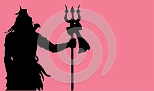 Sketch of Indian famous and powerful god Lord Shiva, Parvati and his symbols outline, silhouette editable illustration