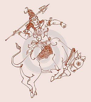 Sketch of Indian's famous and powerful god Lord Shiva and Parvati  love with free space for text