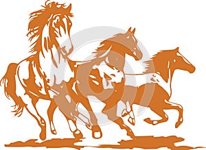 Sketch of Indian Transportation animal Horse silhouette and outline editable illustration