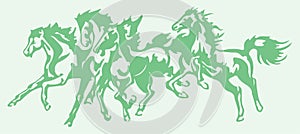 Sketch of Indian Transportation animal Horse silhouette and outline editable illustration