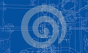 Sketch industrial equipment. Vector