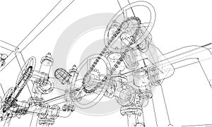 Sketch industrial equipment. Vector