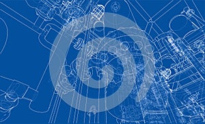 Sketch industrial equipment. Vector