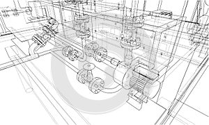 Sketch industrial equipment. Vector