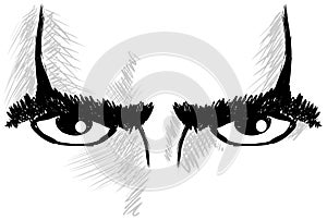 Sketch of isolated Eyes with resolute look