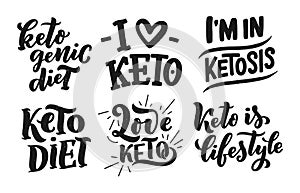 Sketch lettering for keto diet, doodle style concept design. Hand drawn illustration