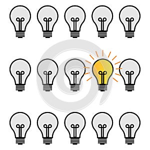 Sketch light bulbs set for web design. Vector illustration. Stock image.