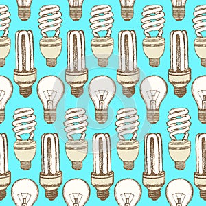Sketch light bulbs in vintage style