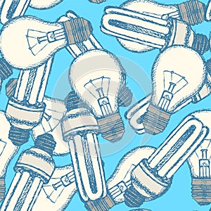 Sketch light bulbs in vintage style