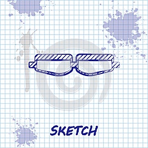 Sketch line Safety goggle glasses icon isolated on white background. Vector Illustration