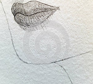 Sketch of the lips of a girl/woman