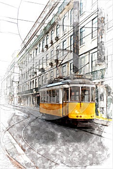 Sketch of Lisbon tramway