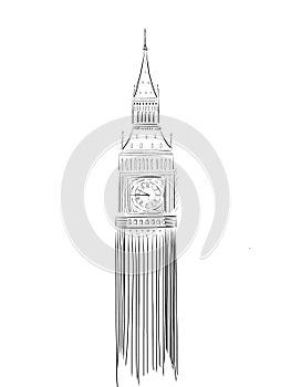 Sketch london Big Ben on white background