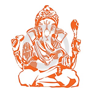 Sketch of Lord Ganesha or Vinayaka Editable Outline Illustration