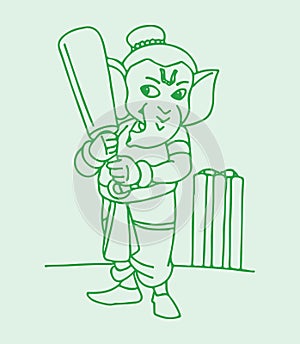 Sketch of Lord Ganesha or Vinayaka modern concept cute editable outline illustration