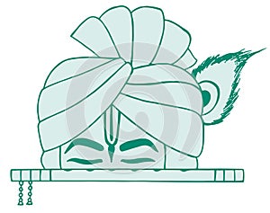 Sketch of Lord Krishna and elements illustration