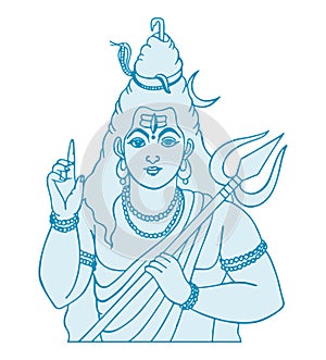 Sketch of Lord Shiva design elements outline editable illustration photo