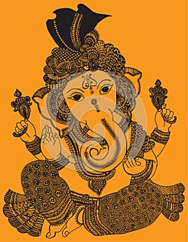 Sketch of Lord Vinayaka or Ganesha Creative Outline Editable Vector Illustration