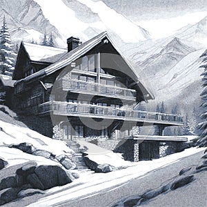 Sketch of Luxury Alpine Chalet photo