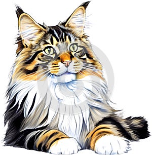 A sketch of a Main Coon cat. AI-Generated.