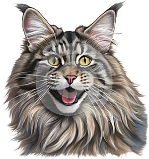 A sketch of a Main Coon cat. AI-Generated.