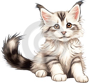 A sketch of a Main Coon cat. AI-Generated.