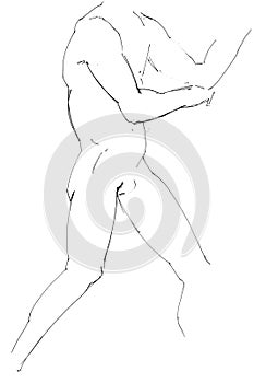 sketch of male model from side in boxer pose