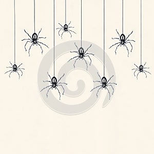 Sketch of a many black spiders drawn in black china dangling