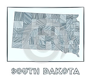 Sketch map of South Dakota.
