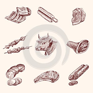 Sketch meat icons