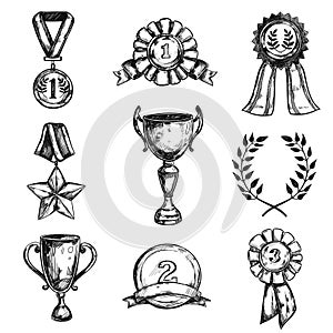 Sketch Medal Design Icon Set