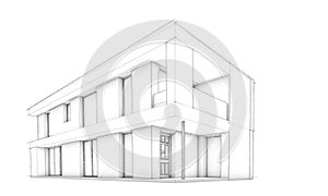 Sketch of modern house â€“ only house