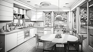 Sketch of a Modern Kitchen Interior Design