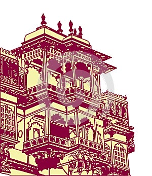 Sketch Of Mysore Palace Or Amba Vilas Palace Outline Editable Illustration