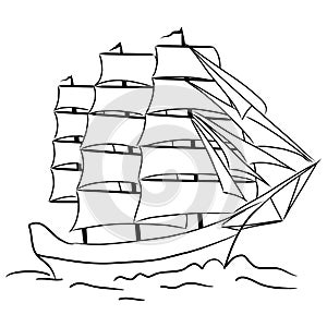 Sketch of nautical sailing vessel