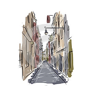 Sketch of old spanish street for your design