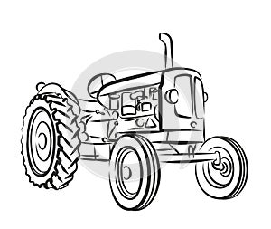 Sketch of old tractor. photo