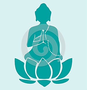 Sketch of peace god Lord Buddha outline and silhouette editable illustration