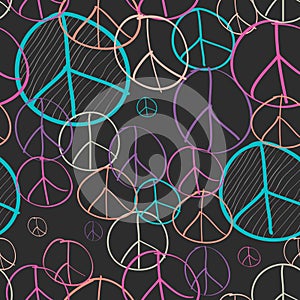 Sketch peace symbol seamless pattern background EPS10 file. photo