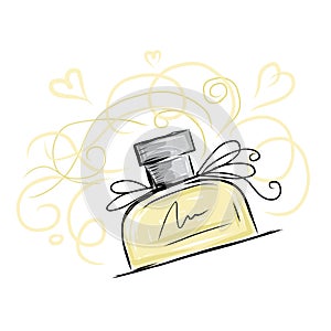 Sketch of perfume bottle for your design photo